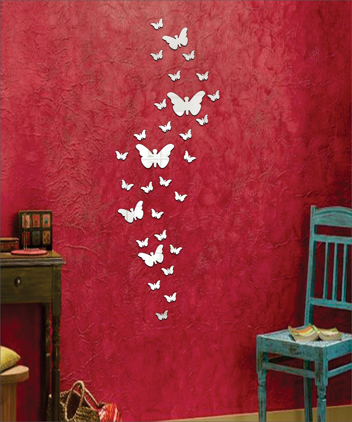 Wall1ders Acrylic Butterflies Wall Sticker, Silver-image-43