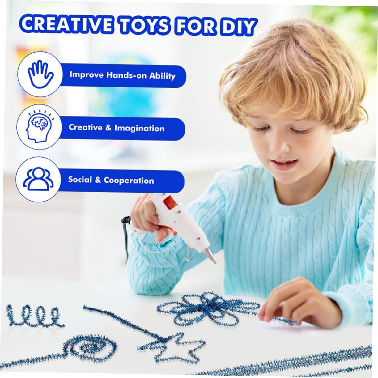 SHINEOFI 500pcs Chenille Stems for Crafts Glitter Twisted Sticks Lake Flexible Fuzzy Pipe Cleaners for Creative Projects for Boys and Girls and Holiday Decorations