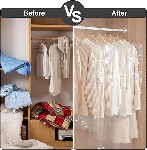 Miniatura 5 de AVLA Paquete de 50 bolsas transparentes de 71 pulgadas, bolsa de plástico extra larga para limpieza en seco, cubierta de ropa colgante para