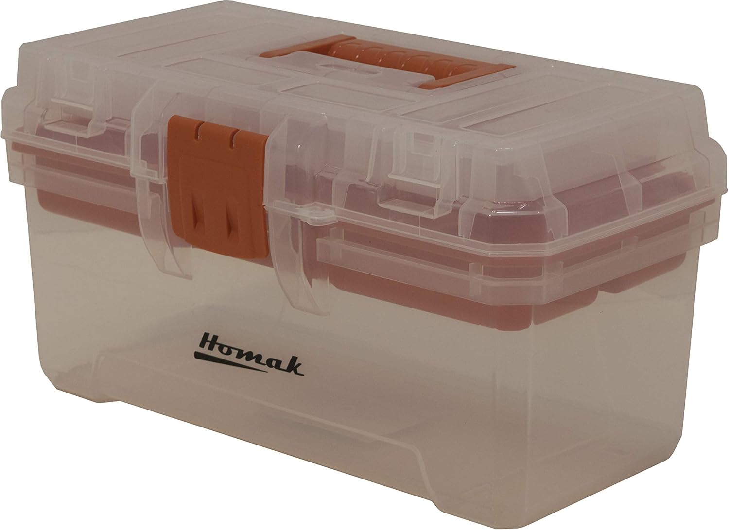 Homak 15-1/2-Inch Plastic Transparent Toolbox with Tray, TP00115088