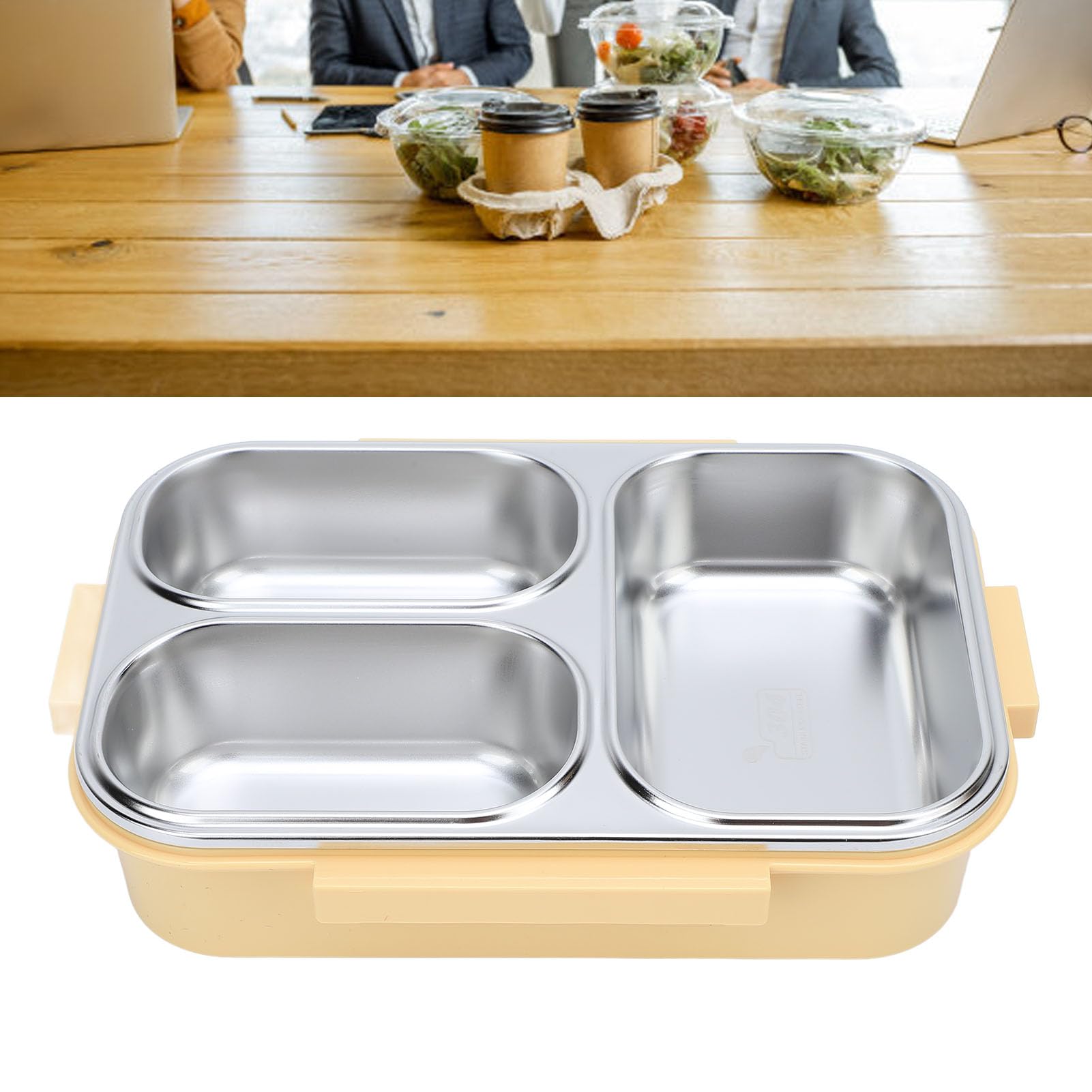 Ejoyous Lunch Box in Acciaio Inox, Lunch Box per Bambini con Scomparti, a Prova di Perdite, Box Riscaldato per Picnic, Scuola, Lavoro, 1200 Ml (YELLOW)