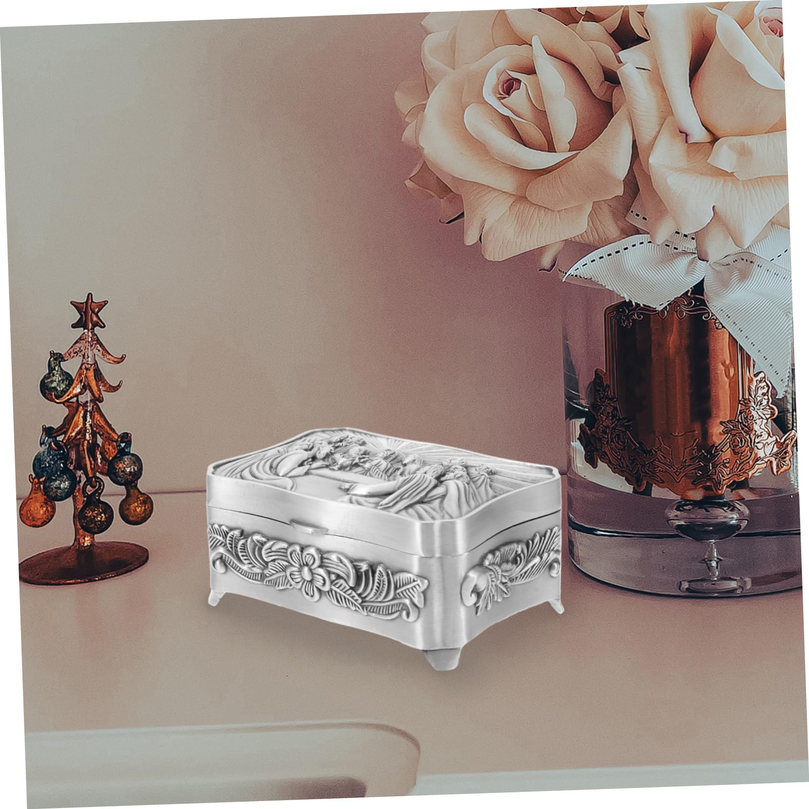 GALPADA 3 Pz Confezione Cattolica Organizer Per Cassetti Astuccio Cassetto Primo Organizzatore Elementi Collana Di Grandi Dimensioni Display Espandibile Lega Di Zinco Silver