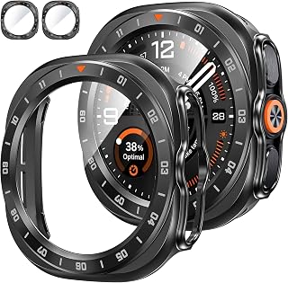 Tensea 2P for Samsung Galaxy Watch Ultra 2 2026 Screen Protector Case 47mm | Protective Face Cover for 47 mm Accessories, Hard Bumper Built-in Tempered Glass Film for Women Men