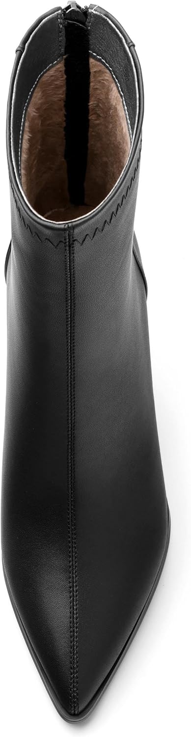 Womens Ankle Boots, Back Side Zipper Pointed Toe Short Boot, Fashion Solid Ankle High Heel Boot for Party, Office, Dating