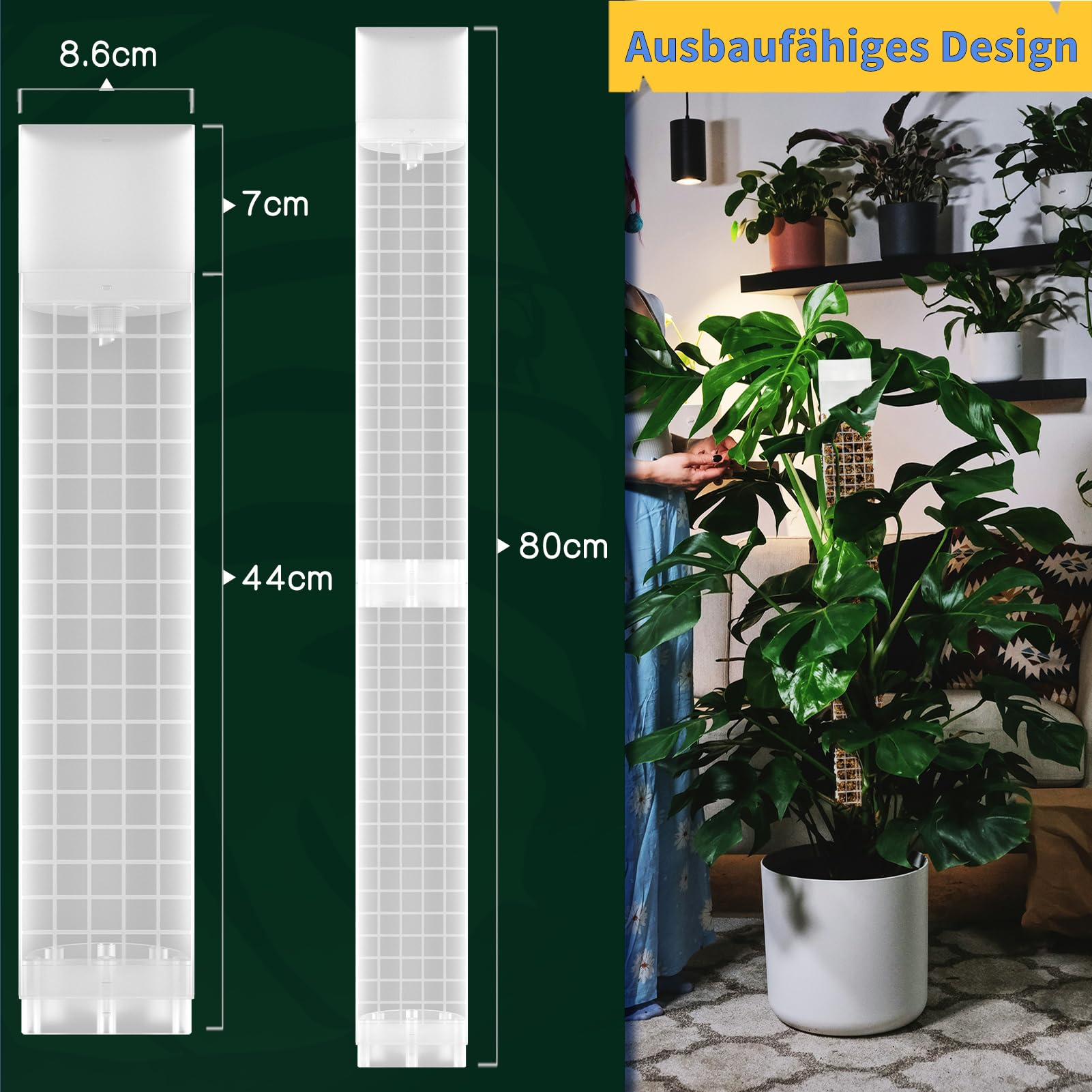 BDHHFAM Self-Watering Moss Stick D Shape, 4 x 44 cm Sturdy Plastic Plant Holder for Indoor Plants - Image 4