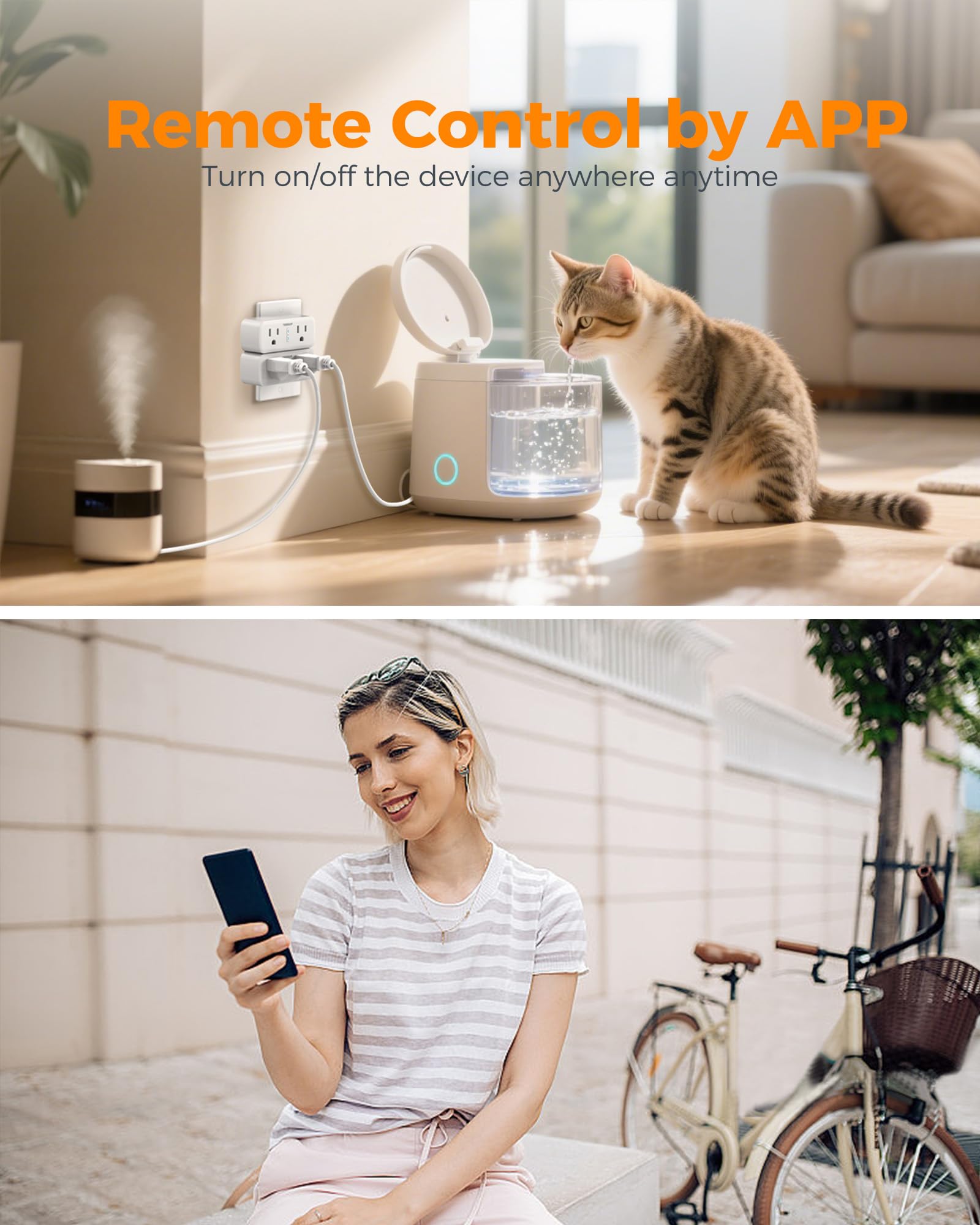 TESSAN 2 Pack Smart Plug WiFi Smart Outlet with Dual Sockets Compatible with Alexa and Google Home Remote — view 6