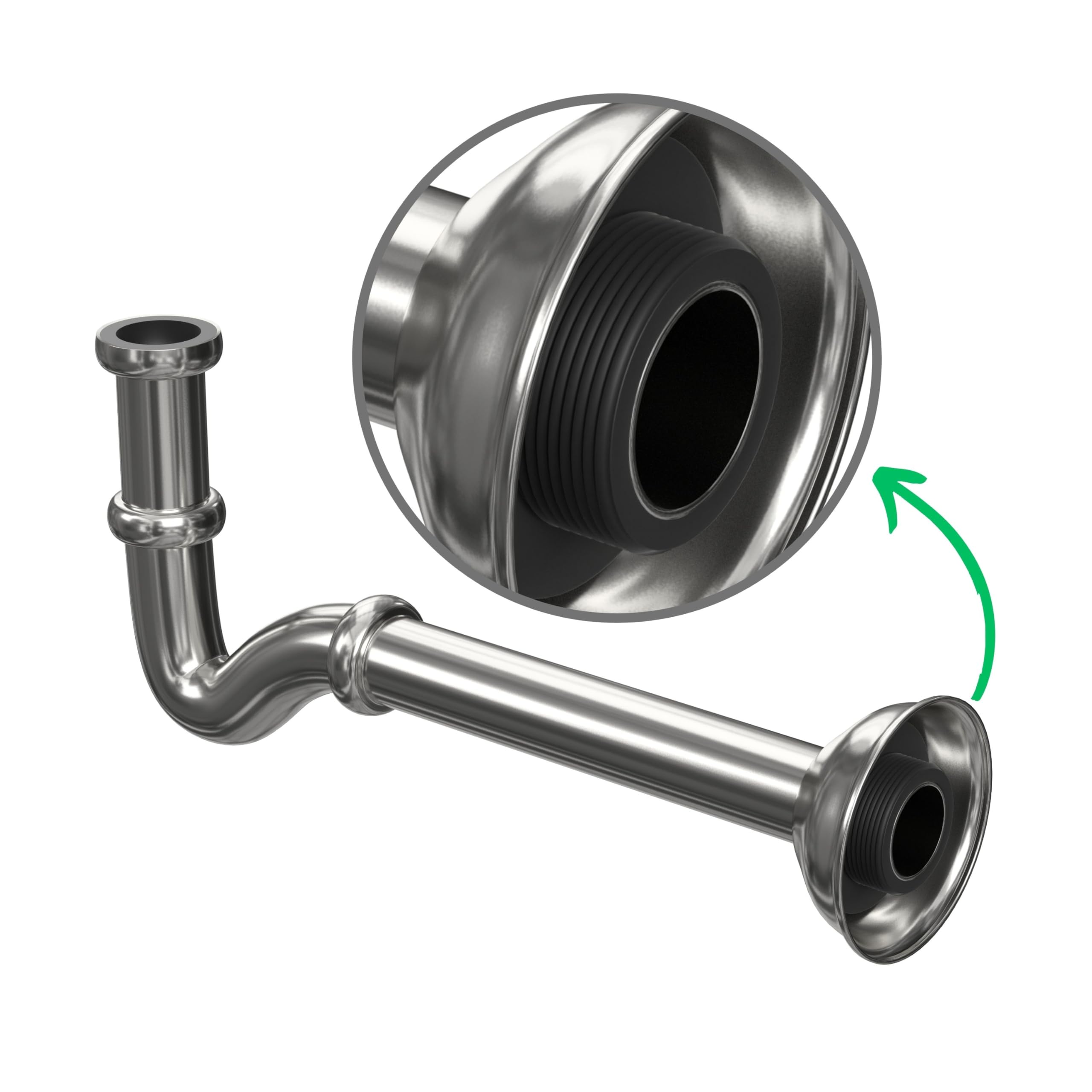 Manicotto Sifone in Gomma, 1 pz, DN 30/40, Per Tubo di Scarico DN40 HT con Ø Interno 40 mm e Tubo Sifone Esterno da 1 1/4" Ø 28-32 mm, Guarnizione Lavello in Gomma Attacco Ø 45 mm Profonda 25 mm