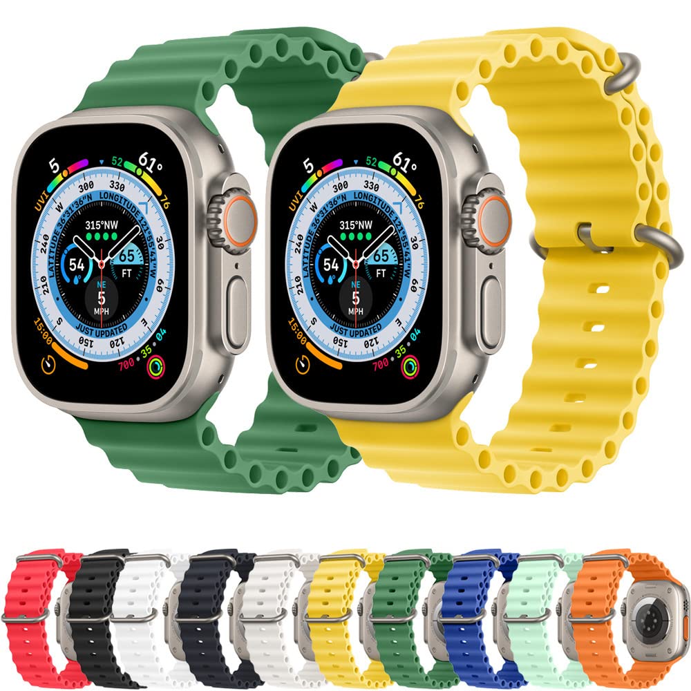 10Psc Silicone Ocean Band Strap for Apple Watch Ultra 8 7 6 5 4 3 2 1 SE (49/45/44/42/MM)