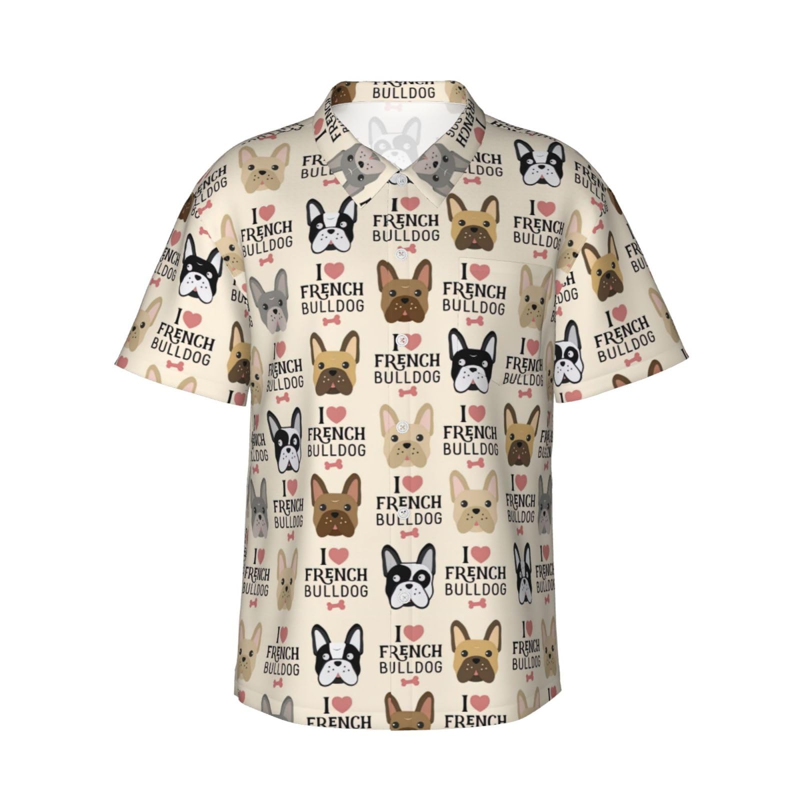 Chemise hawaïenne homme imprimé chien pour vacances, mariages d'été et plage