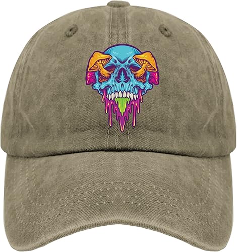 Miniatura 8 de Gorras de béisbol de hongo mágico con calavera psicodélica, divertida gorra de béisbol para hombres