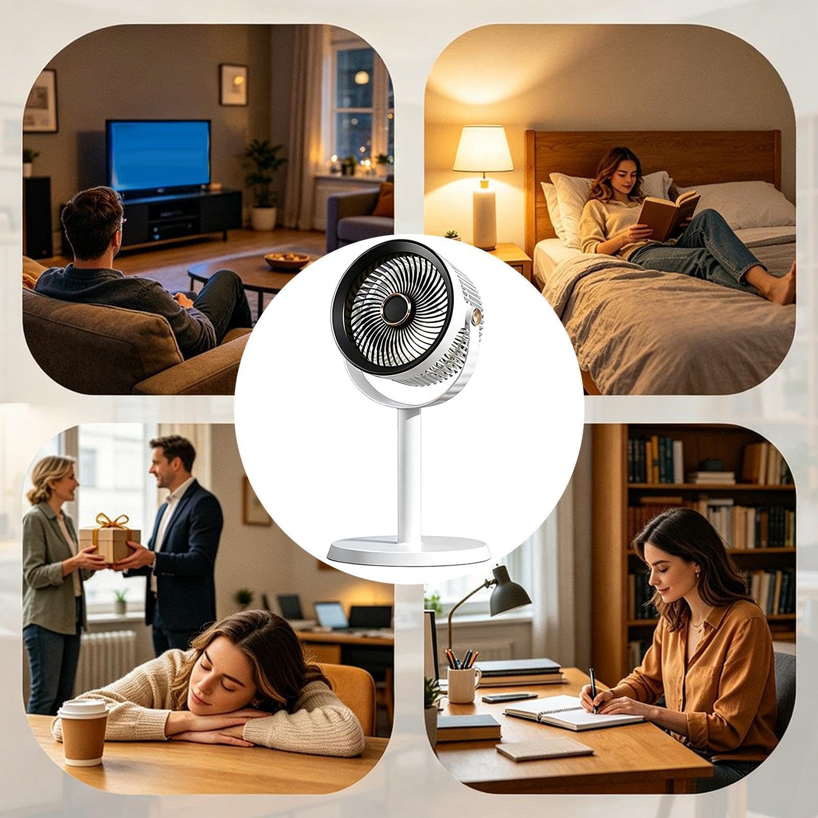 Ventilador vertical Pedestal Recargable De 5 Velocidades Silencioso Con Luz | Ventilador de suelo bajo consumo Para Salón, Oficina, Hogar, Cocina, Interior, Exterior Y Camping