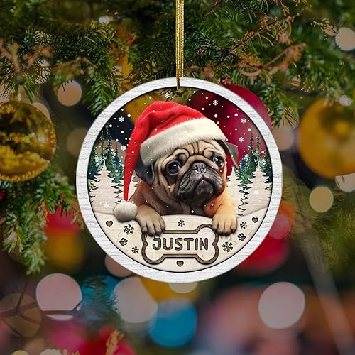 Miniatura 53 de Adorno personalizado de Yorkie para Navidad, adornos personalizados con nombre de mascota, adornos acrílicos para colgar en el árbol de la puerta