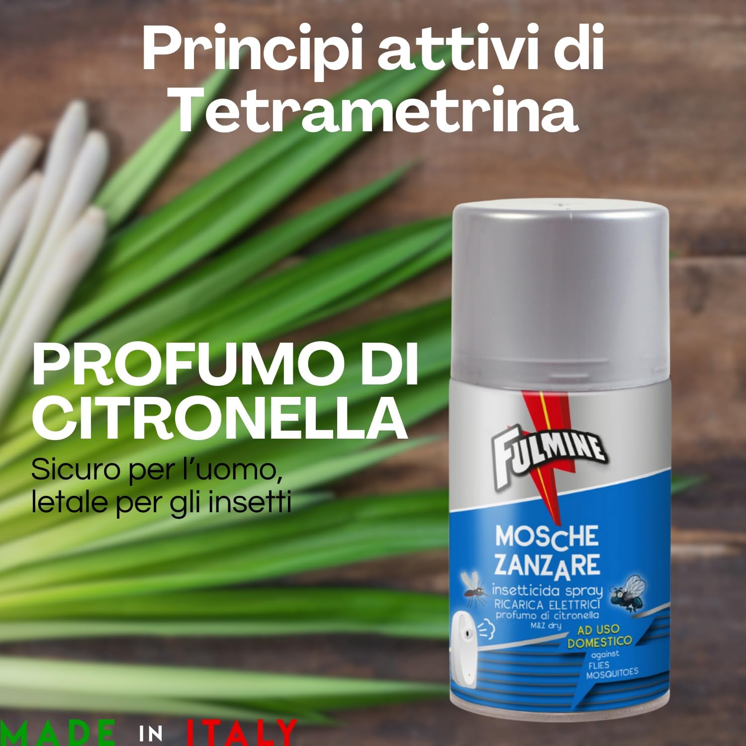 Palucart 6 Fulmine Insetticida Mosche & Zanzare 250ML più Erogatore Automatic Funzione Night And Day programmabile