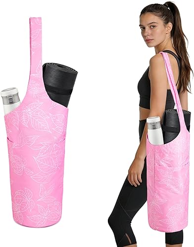 Miniatura 9 de IwIeIaIrI Bolsa para esterilla de yoga para mujeres con bolsillo grande y bolsillo con cierre, accesorios para regalos de yoga con correa de hombro