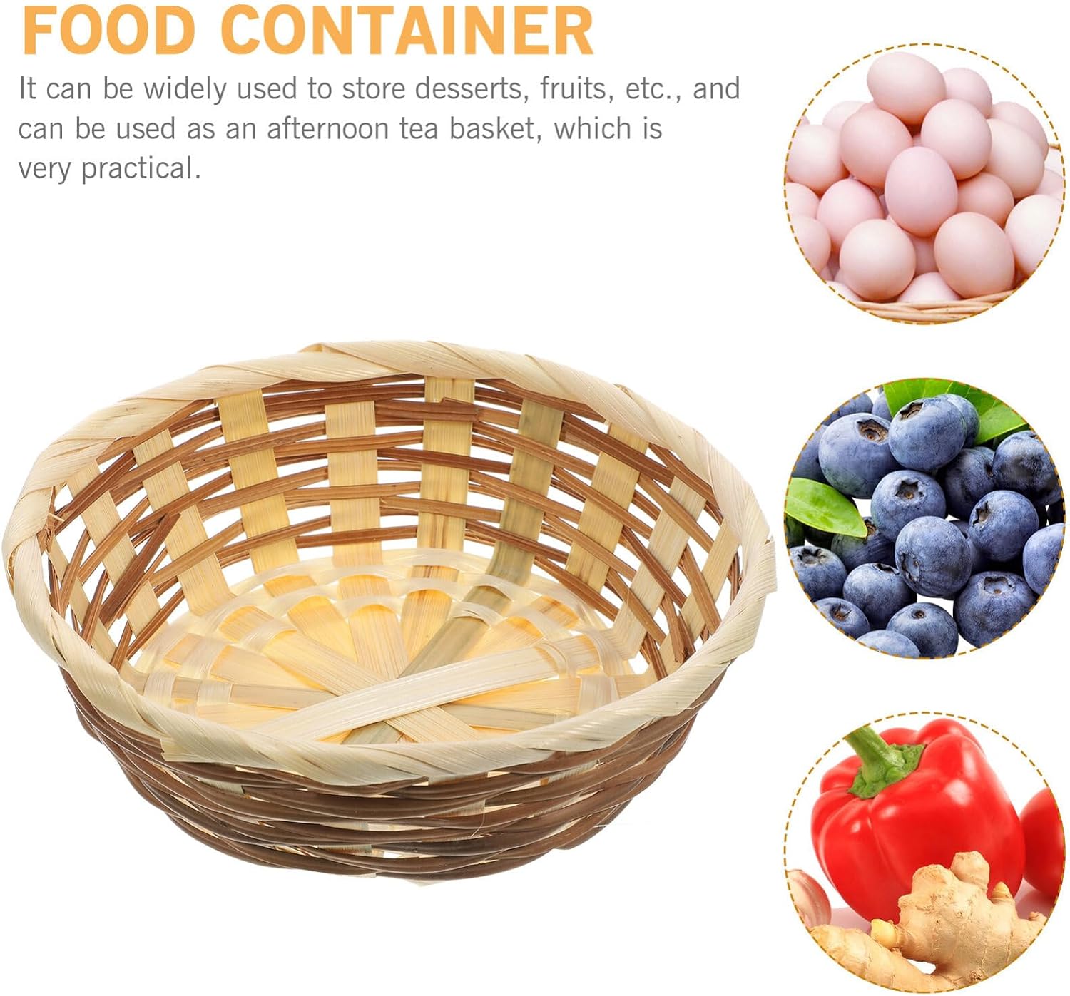 MAGICLULU 3pcs rattan serving dish tray Round Hand- Woven Fruit Basket Woven Fruit Storage Basket Natural Round Storage Basket for Home Kitchen Snack Gift small wicker Basket snack storage tray