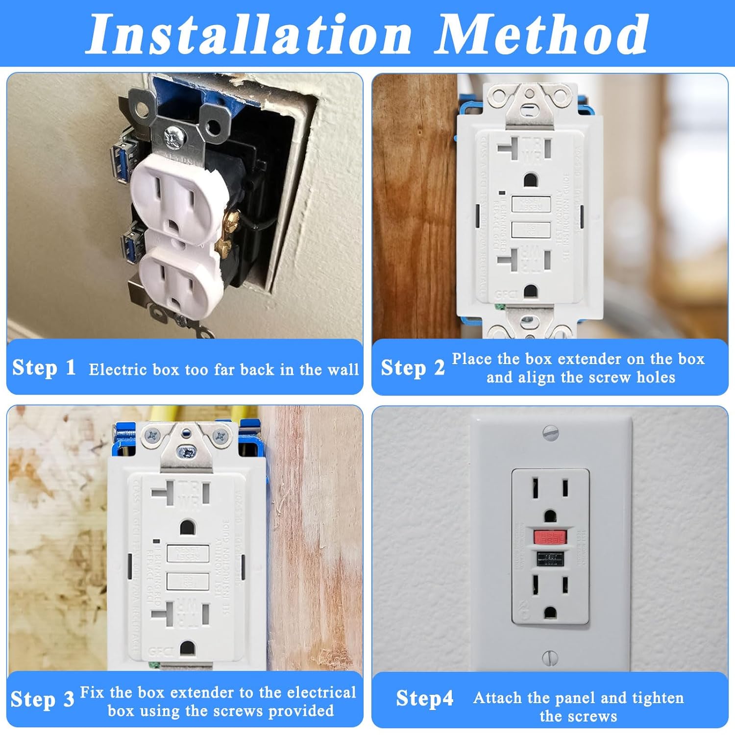 20 Pcs BE1-2 Electrical Outlet Box Extenders, 1-Gang Box Extender with 40 PCS Screws, Single Gang Box Extender, Heavy Duty Plastic 1 Gang Power Switch Receptacles Accessories, White
