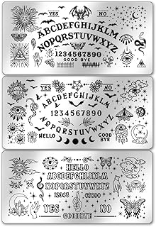 PH PandaHall 3pcs Divination Nail Art Templates, Sun Moon Star Nail Stamping Plate Letter Number Snake Evil of Eyes Moth Nail Art Stencils Stainless Steel Plates for Nail Design Print Manicure Salon