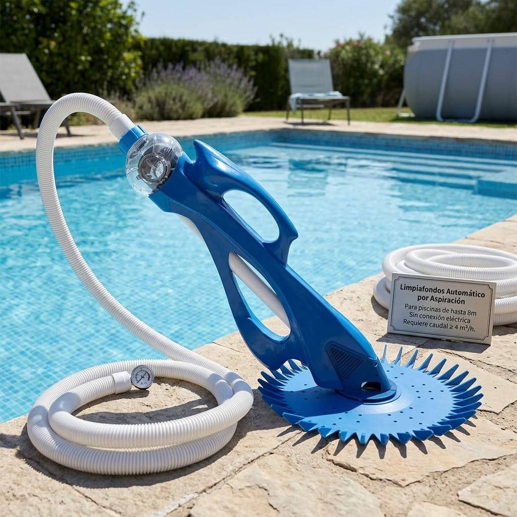 Suinga Limpiafondos Automatico para Piscinas | Incluye Juego de Mangueras de 10 Metros | Limpieza Eficiente y Autonoma del Fondo | Eliminacion de Suciedad sin Esfuerzo