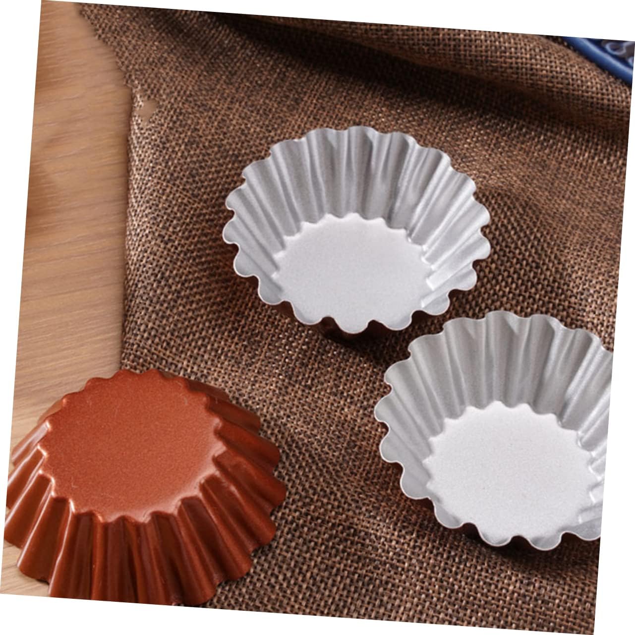 Cabilock 24pcs Tart Mold Fluted High-carbon Steel Baking Cups for Muffins Pudding and Tarts Nonstick Easy to Bakeware for Parties and Gatherings