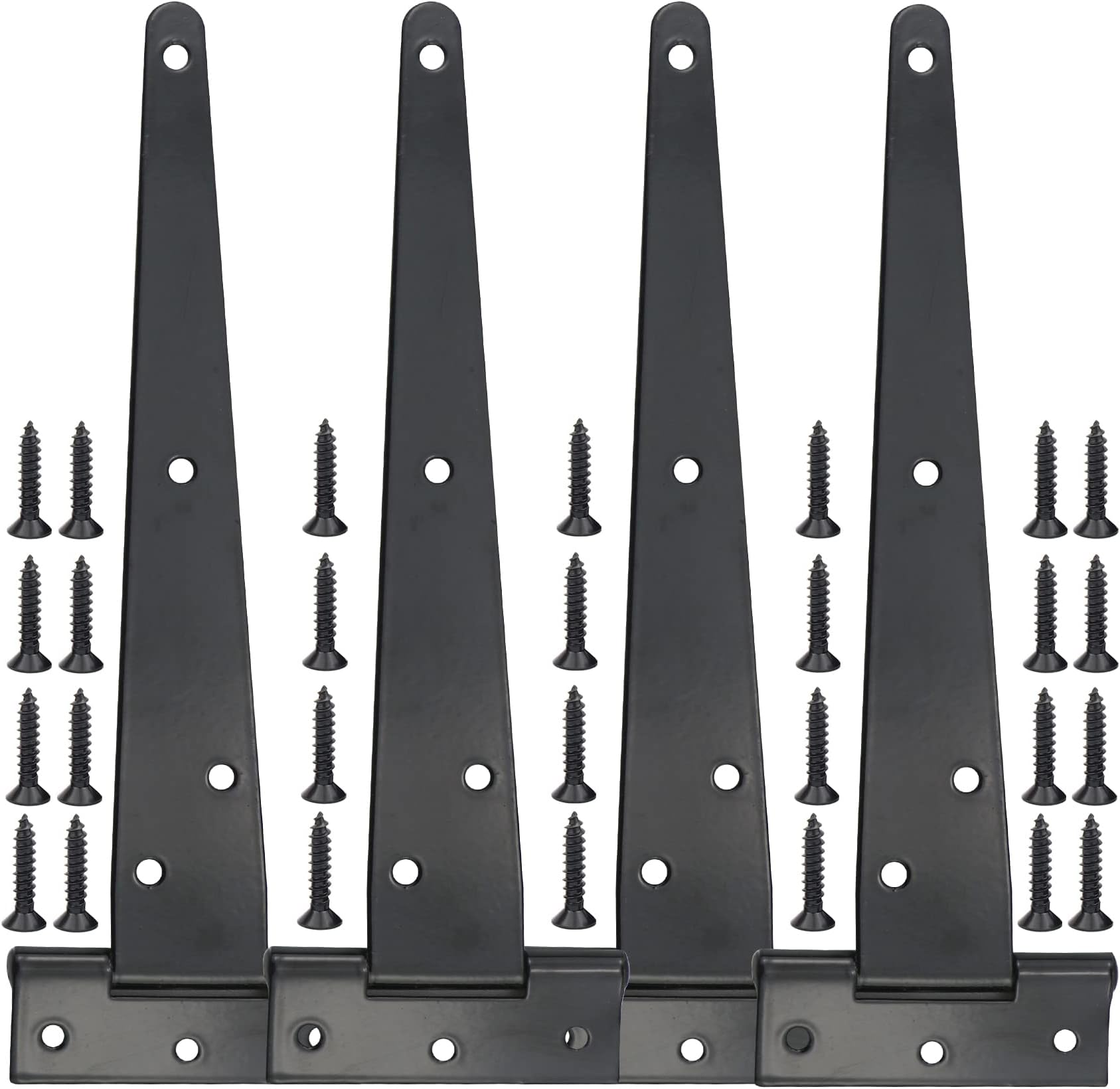T Hinges,4 Pcs 8 Inch T Strap Heavy Duty Black Metal Door Hinges, Used for Wood Doors, Outdoor Wooden Fences, Shed Doors, Gates,Cabinets,Windows(100/150/200mm) (8 inch)