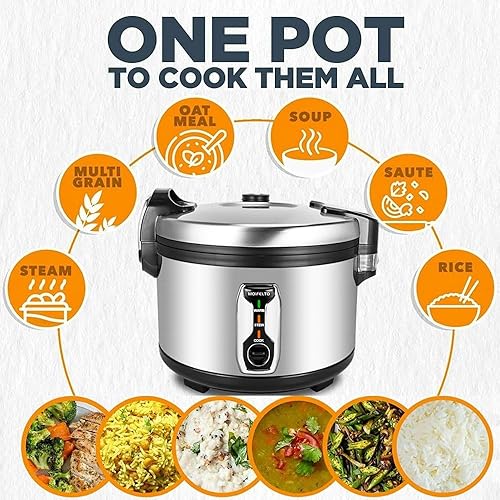 Miniatura 7 de Arrocera comercial de 16.8 cuartos de galón, 90 tazas cocidas, arroz grande de acero inoxidable, comercial para 65-75 personas, calentador de arroz