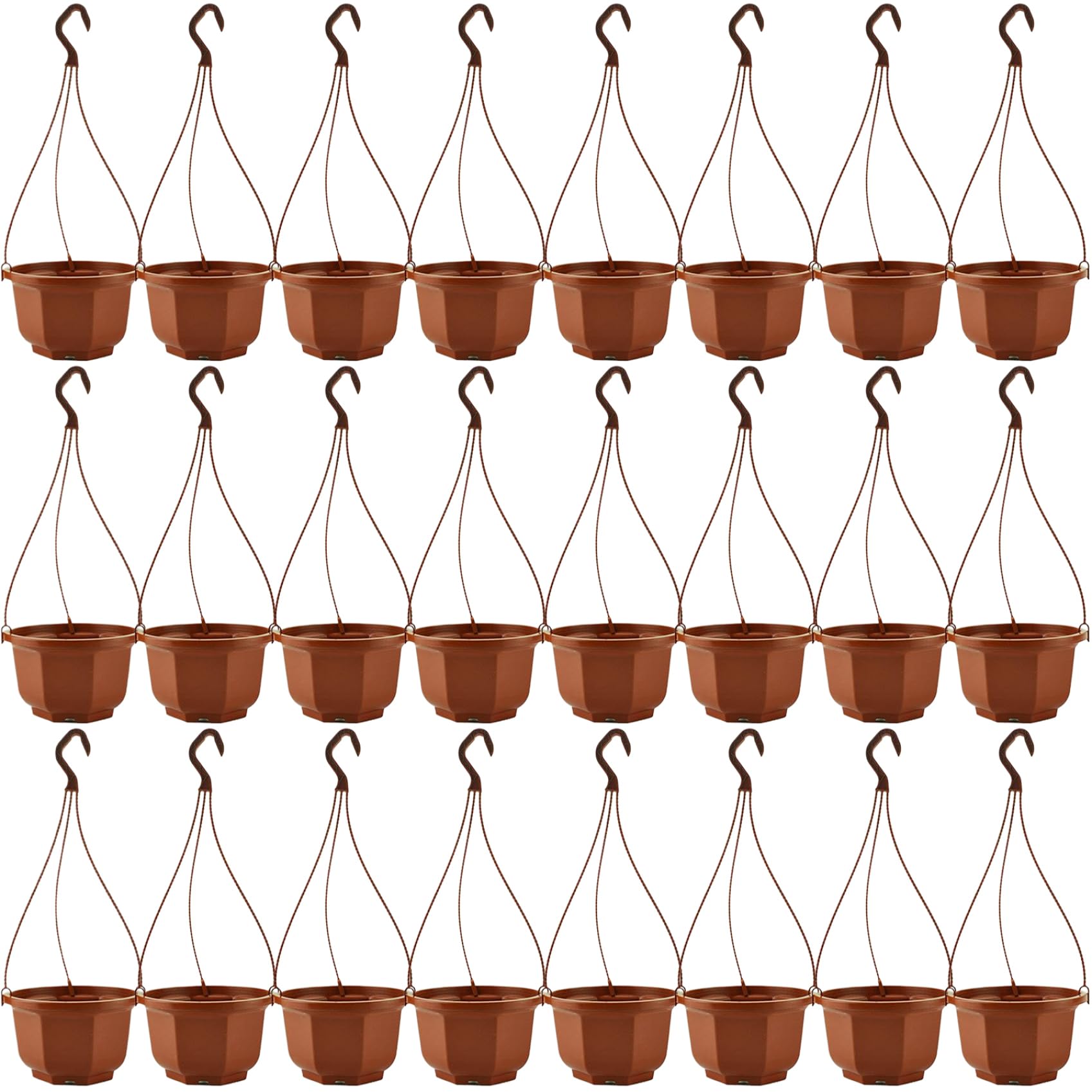 Uanqfegy 24 Set Hanging Planter, Plastic Octagonal Flower Pot - With Hook For Balcony, Garden, Indoor Plant Decor