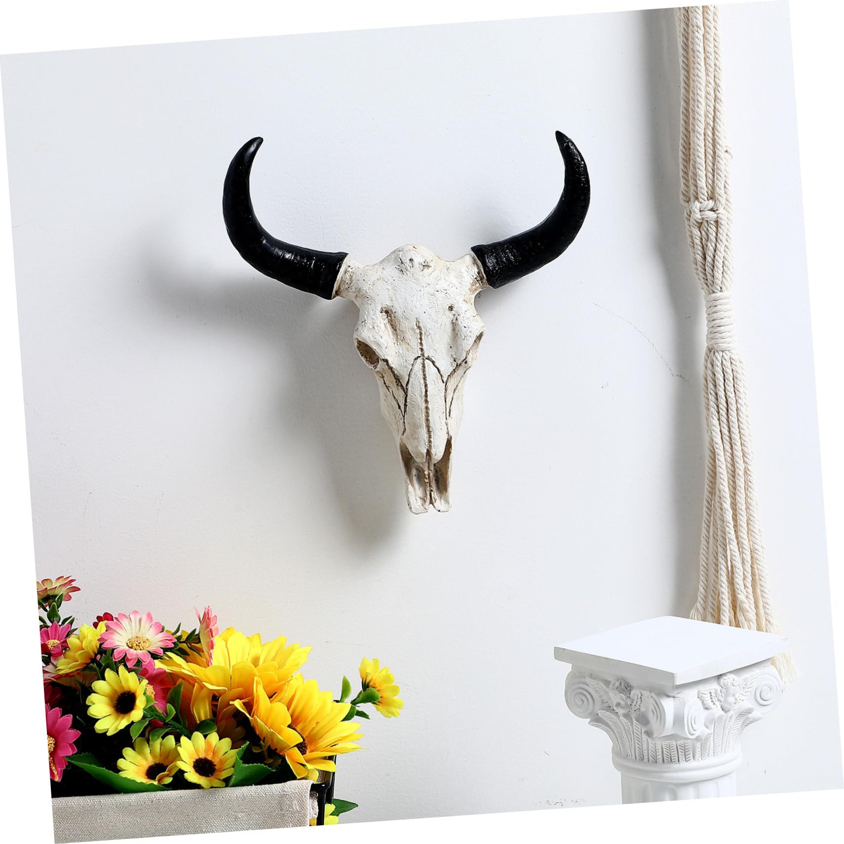 ULDIGI 2 Pièces d'Halloween goodies halloween decoration mural crâne de corne de vache synthétique crâne de vache réel bœuf ours tenture murale atsem projets d'art