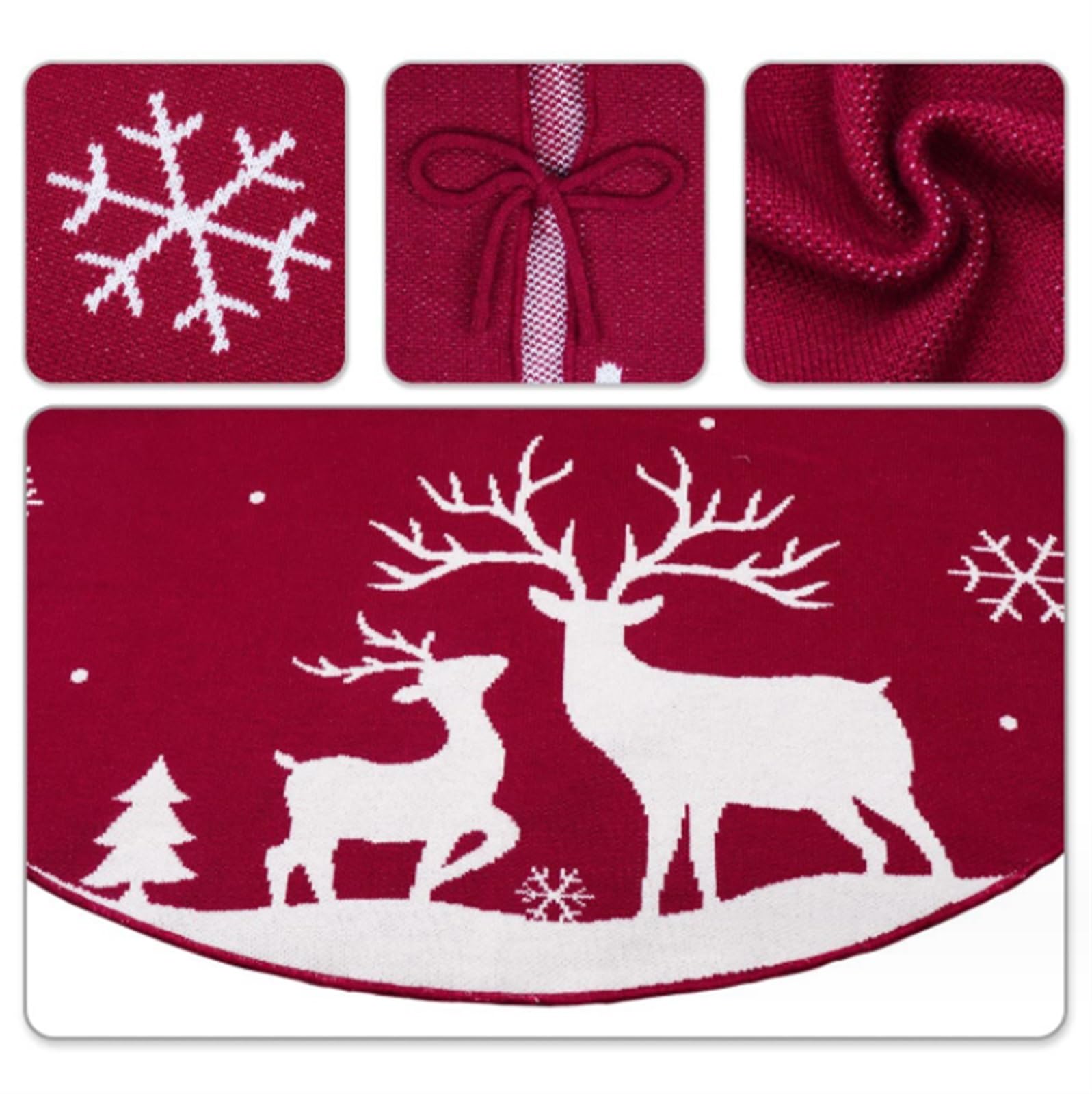 Tappeto Albero di Natale, Gonna per Albero di Natale Ornamenti per da 48 Pollici Motivo A Fiocco Neve per Decorazioni per Feste Domestiche Festa Forniture