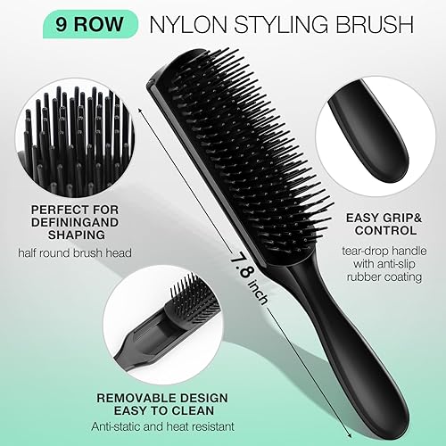 Miniatura 4 de Hommtina Juego de 4 cepillos desenredantes que dan brillo y hace que el cabello sea suave, cepillo rizado para adultos y niños, cabello húmedo o