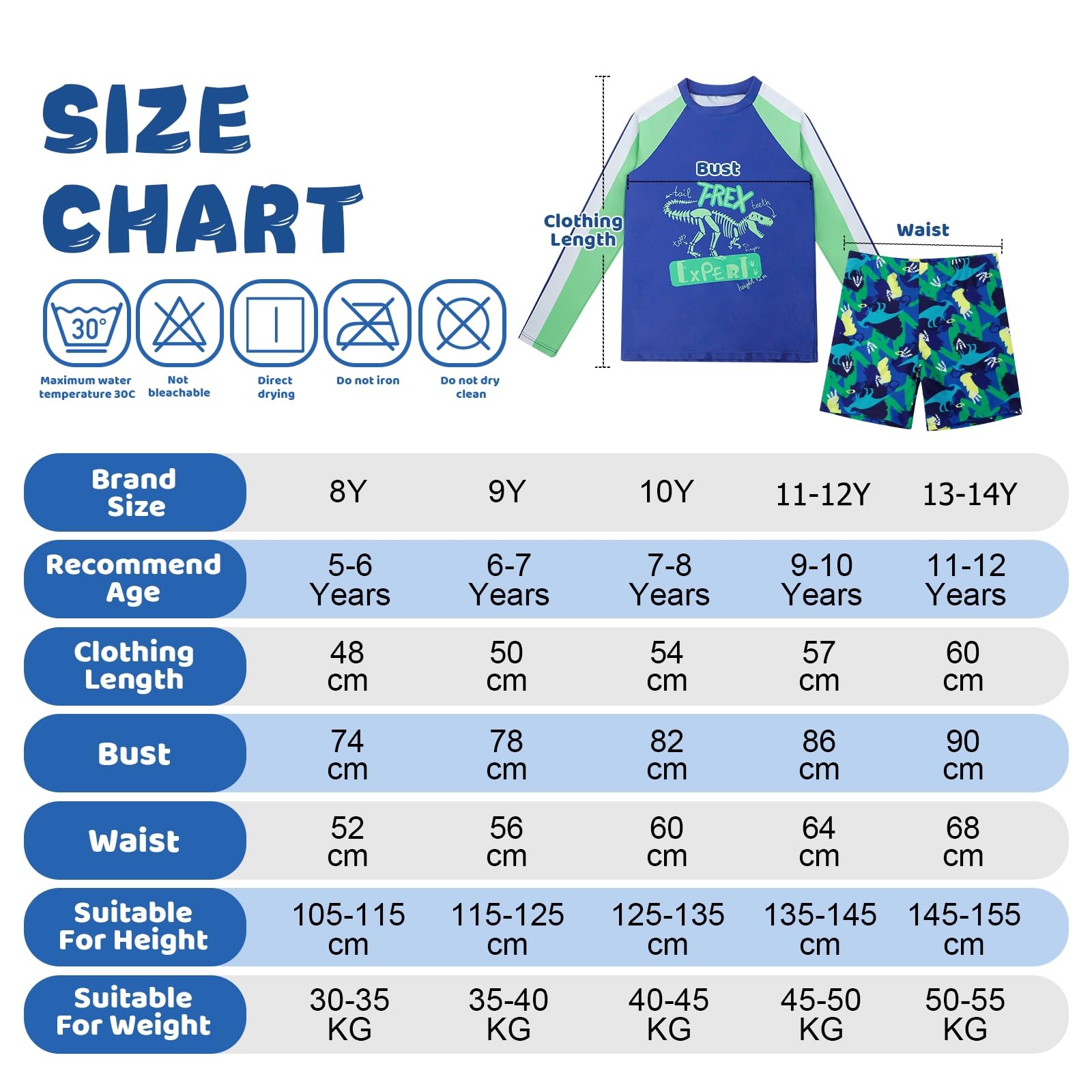 Bañador Niño con Manga Larga UV Protección Solar Camiseta de baño y Pantalones de natación para Surf Piscina Playa