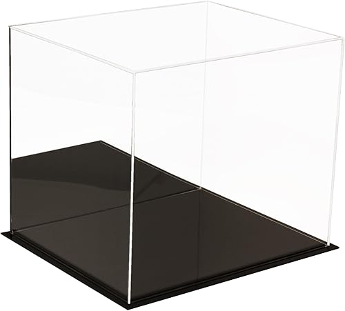 Vista 647 de Better Display Cases Versátil vitrina de acrílico transparente - Caja rectangular grande con base blanca 18" x 12" x 3" (BK09)