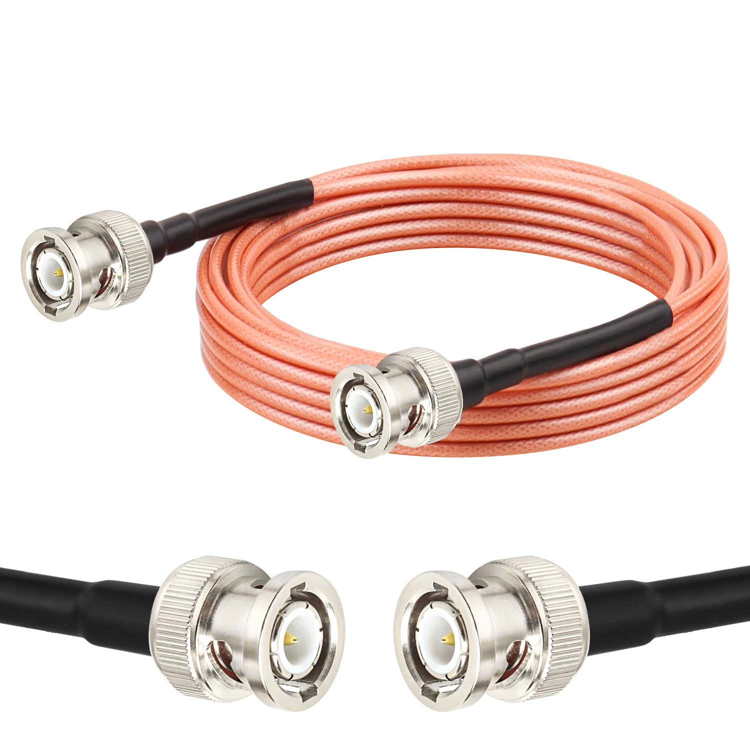 MOOKEERF RG316 BNC Male to Male Cable - 6FT BNC Cable 50 Ohm for Ham Radio, Network Analyzer, Modem, Oscilloscope, Signal Generator, Attenuator etc.