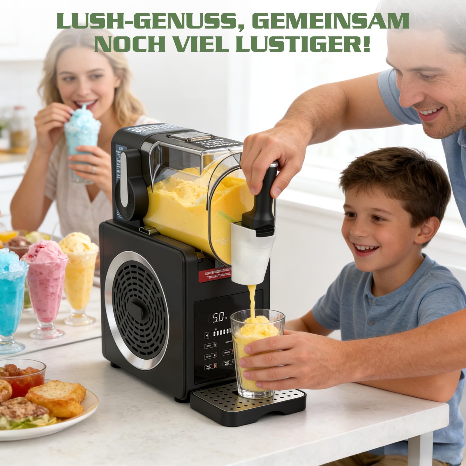 Slush Maschine selbstreinigend 2L 5 Programme Turbo-Freeze 12h Haltefunktion