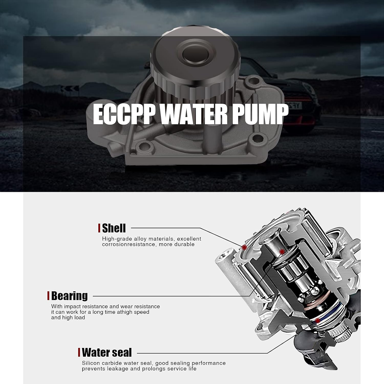 ECCPP Timing Belt Kit with Water Pump Compatible 2001 2002 2003 2004 2005 For Acura EL l4 1.7L 2001 2002 2003 2004 2005 For Honda Civic l4 1.7L TCKWP312 91213-P2F-A01 TBK312 WP4034