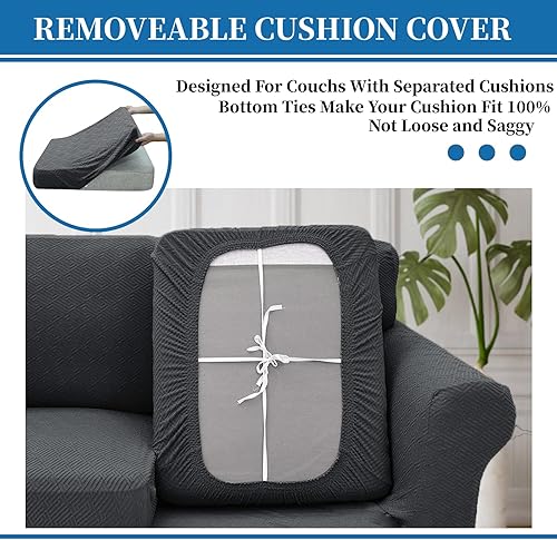 Miniatura 4 de XINEAGE - Fundas para sofá de 3 piezas, para sofá de 2 cojines, funda súper elástica para sofá biplaza, protector de muebles antideslizante,