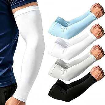 NOVEINN 4 Pairs Arm Sleeves for Men & Women, UPF 50+ UV Sun Protection, Cooling Compression Sleeves, Breathable Stretchy Arm Covers for Golf Running Cycling Gardening Outdoor Sports