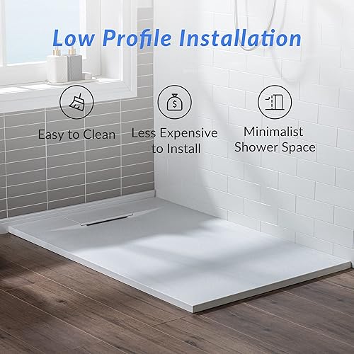 Miniatura 15 de WOODBRIDGE Base de ducha de drenaje de extremo de umbral cero de 60 pulgadas de largo x 31.5 pulgadas de ancho con colocación de drenaje reversible,