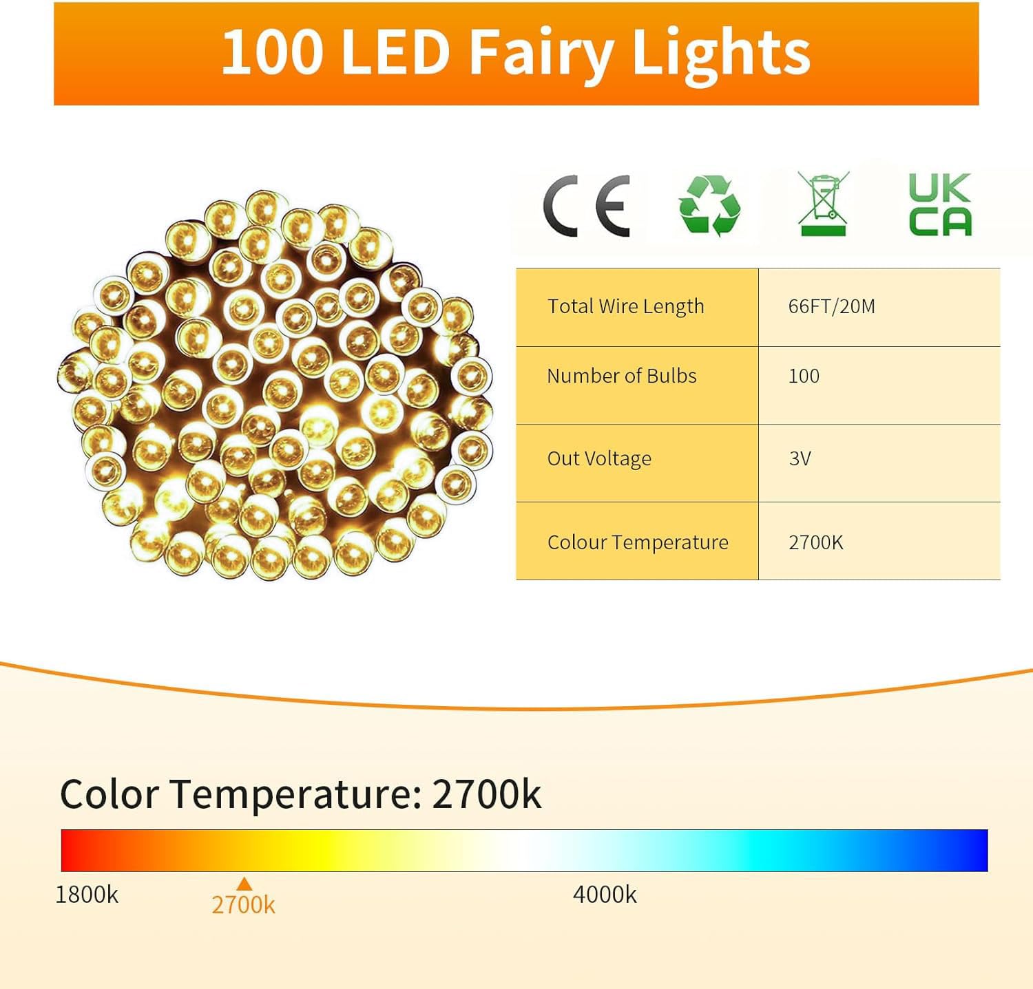 Gresonic Łańcuch świetlny LED 100/200/300/400 diod LED, zasilany prądem, z wtyczką na zewnątrz i wewnątrz, na wesele, Boże Narodzenie, imprezę, ciepła biel, 600 diod LED
