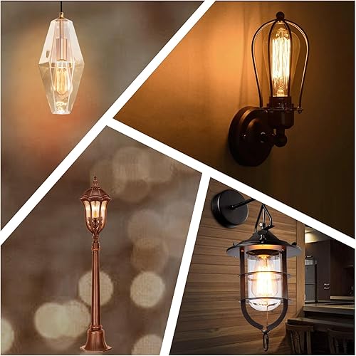 Miniatura 4 de ST58 Bombillas antiguas vintage de 25 W, base E26, 120 voltios, bombillas Edison regulables, vidrio ámbar, blanco cálido 2200 K (paquete de 2)