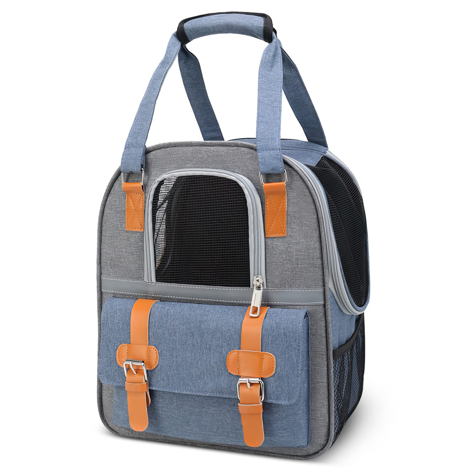 ALLSOPETS Mochila para Perros Gatos Transportín Viaje Mochilas Bolsa de Transporte para Mascota Transpirable Viajes Senderismo Camping para Pequeño Perro y Grande Gatos Azul A
