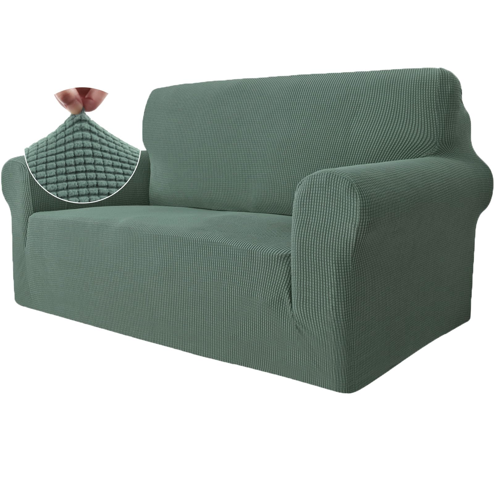 Ystyle Funda Sofa 2 Plazas, Ajustables Fundas Sofa Elasticas, Protector Sofa Gatos Arañazo y Perros Mascotas, Funda de Sofá con Reposabrazos Antideslizante Antimanchas Lavable, Verde Claro Global Recycled Standard Global Recycled Standard Global Recycled Standard