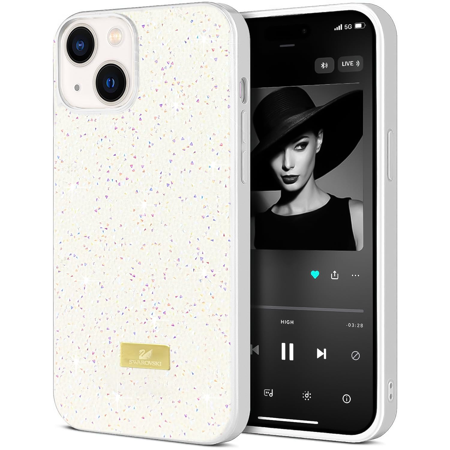 Dl3 Mobilak Case For iPhone 13/iPhone 14 Case Glitter, Sparkle Diamond Crystal Bling Case with Bling, Ultra Thin Lightweight Full Body Shockproof Anti-Scratch Protective Cover