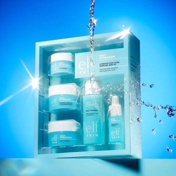 e.l.f. SKIN Holy Hydration! Hydrated Ever After Skincare Mini Kit, Cleanser, Makeup Remover, Moisturizer & Eye Cream For Hydrating Skin, Airplane-Friendly Sizes - 2
