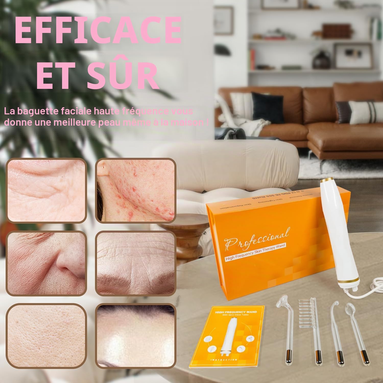 Appareil Haute Frequence Esthetique: TUMAKOU Appareil Visage | Avec 4 Electrodes pour Soins pour le Visage