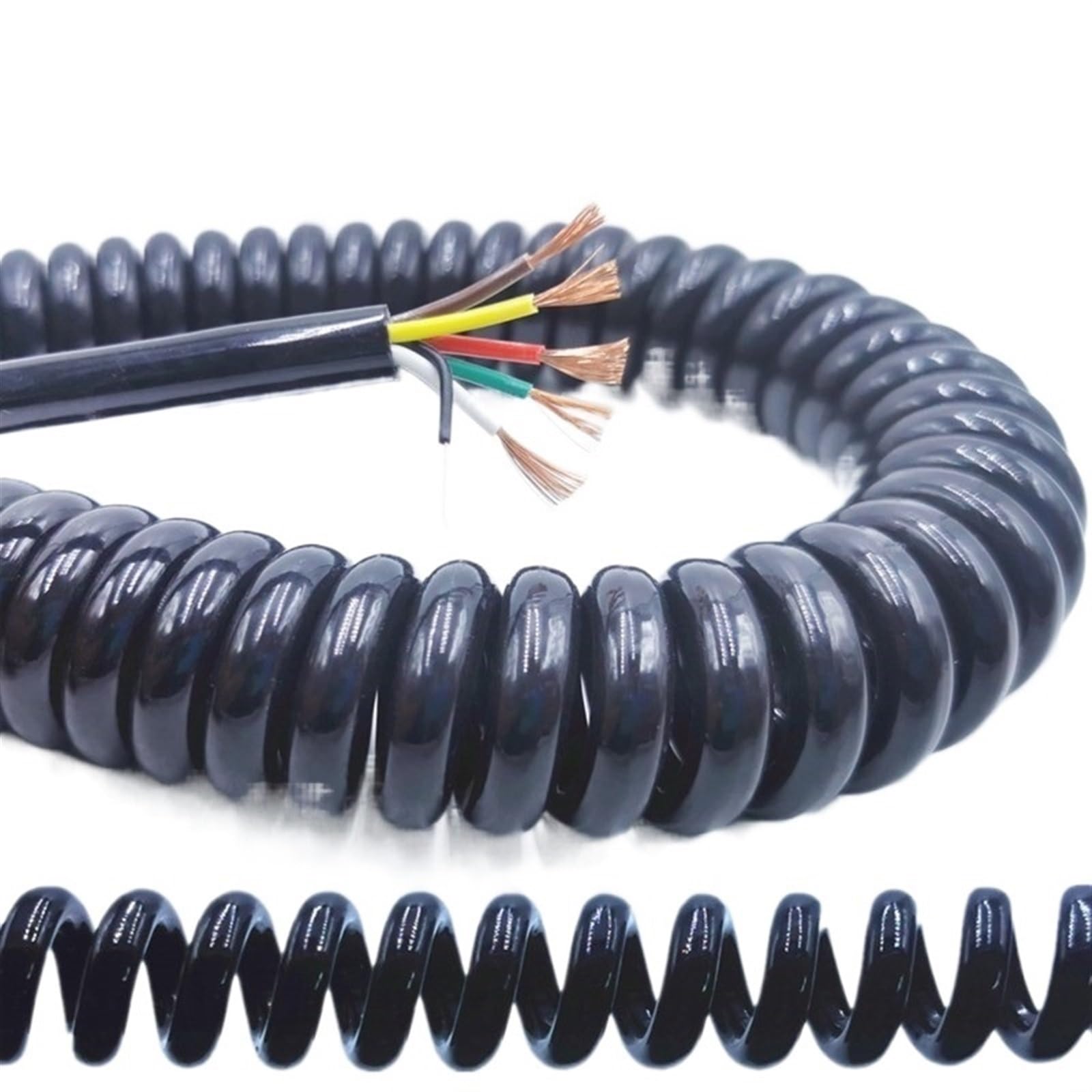 Cable enrollado retráctil de 2,5 m con cubierta solar | Cable eléctrico extensible del cable espiral del resorte de 2 núcleos y 12 núcleos(10core,20AWG 0.5mm)