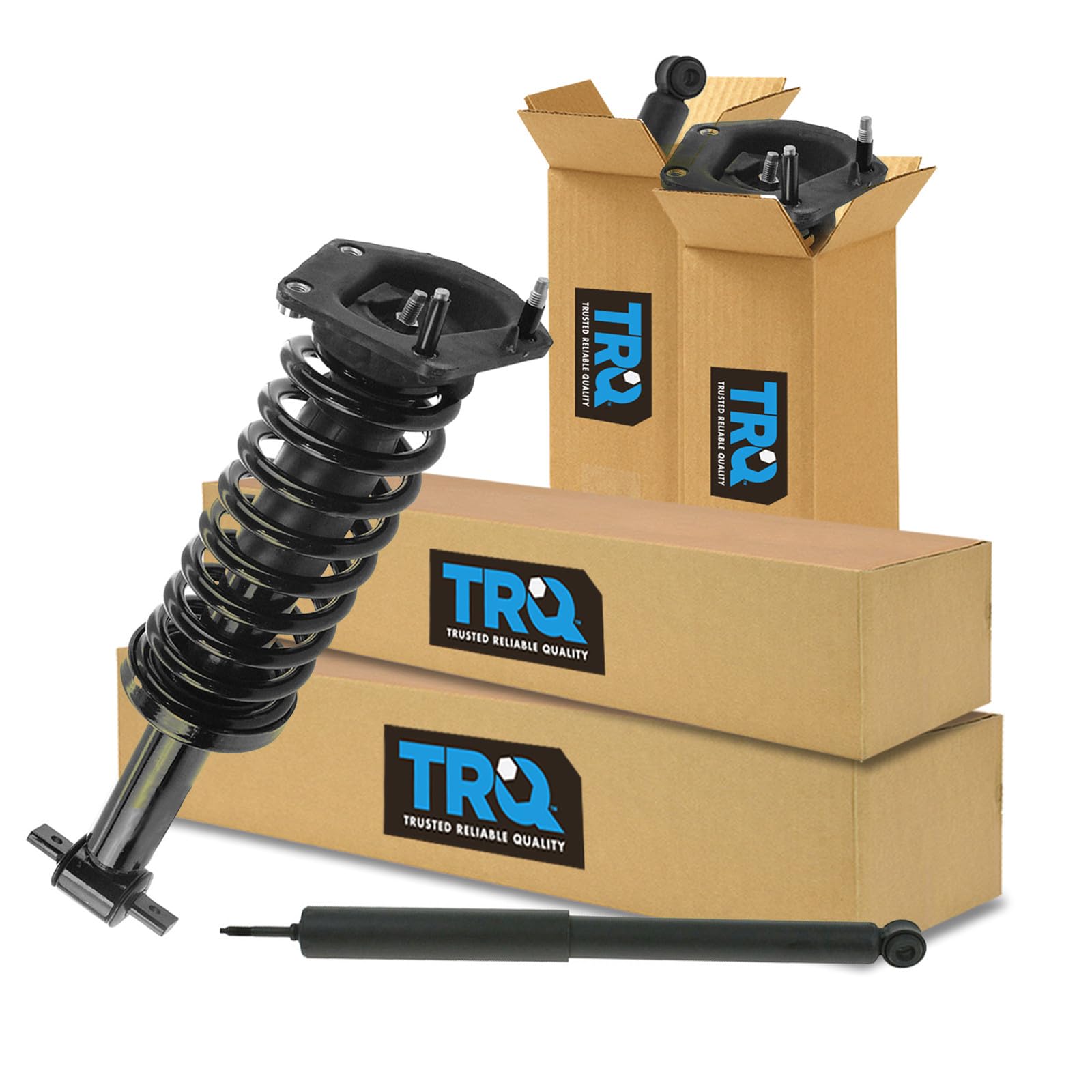 TRQ Front and Rear Complete Strut Assembly &amp; Shock Absorber Kit Complete Strut &amp; Coil Spring Assembly Compatible with 1993-2002 Chevrolet Camaro Pontiac Firebird