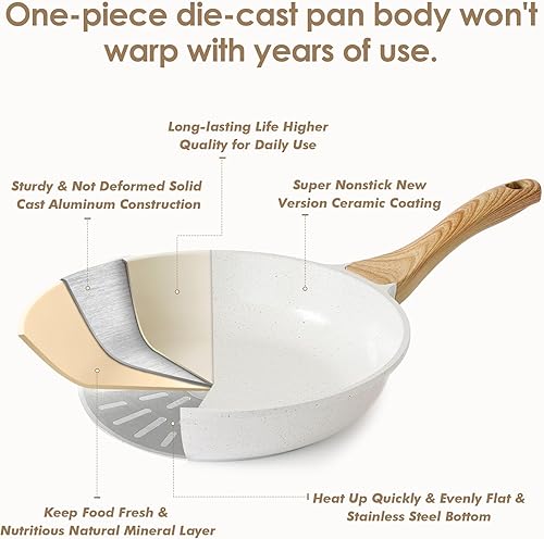 Miniatura 8 de SENSARTE Sartén de cerámica antiadherente, sartén para tortilla de 12.5 pulgadas, sartén de chef saludable y no tóxica, sartén compatible con