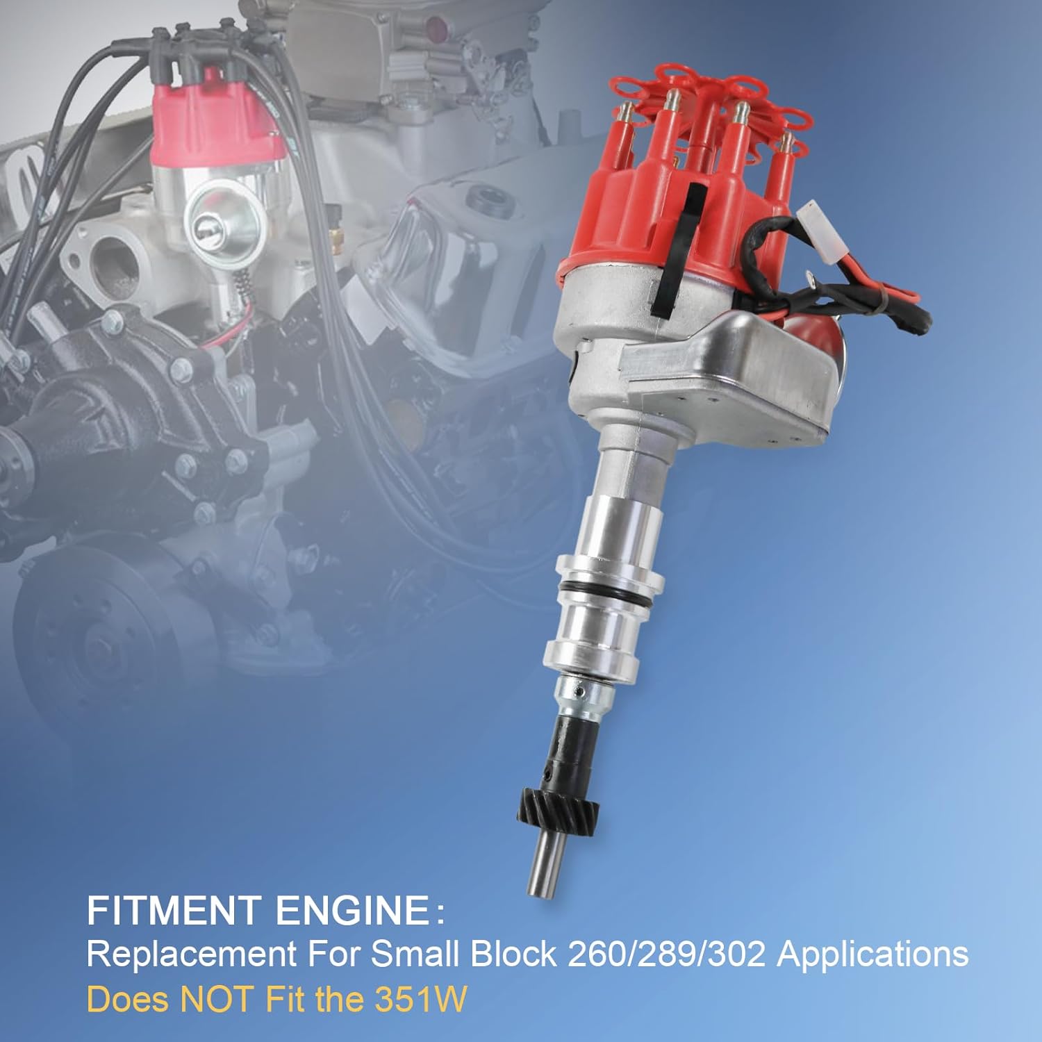 JDMSPEED New Performance Distributor Red Cap Replacement For Ford 289 302 Small Block SBF Ready Run