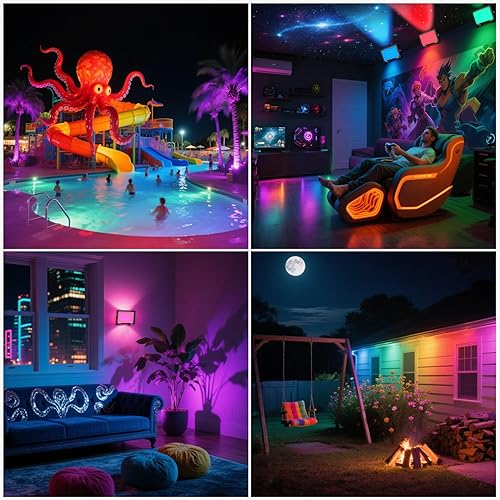 Miniatura 5 de Luz de Inundación LED al Aire Libre, Luz de Inundación RGB de 50W Cambio de Color, Luces de Paisaje al Aire Libre Impermeables IP66 para Escenario,