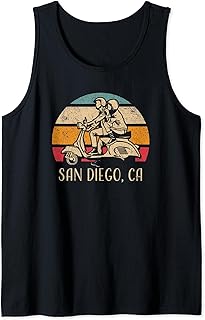 San Diego California USA Vintage Scooter Retro Sunset Design Tank Top